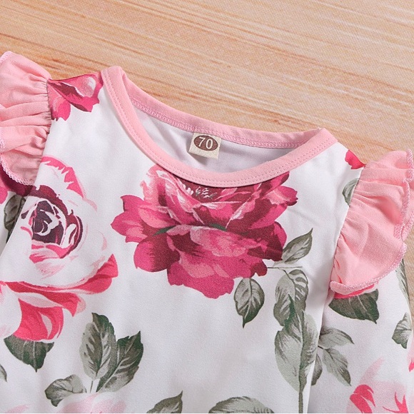 BUNDLE DEAL‼️ NWT FLOWERED RUFFLE BODYSUIT/Infant Girls 3-piece Set - Picture 4 of 12